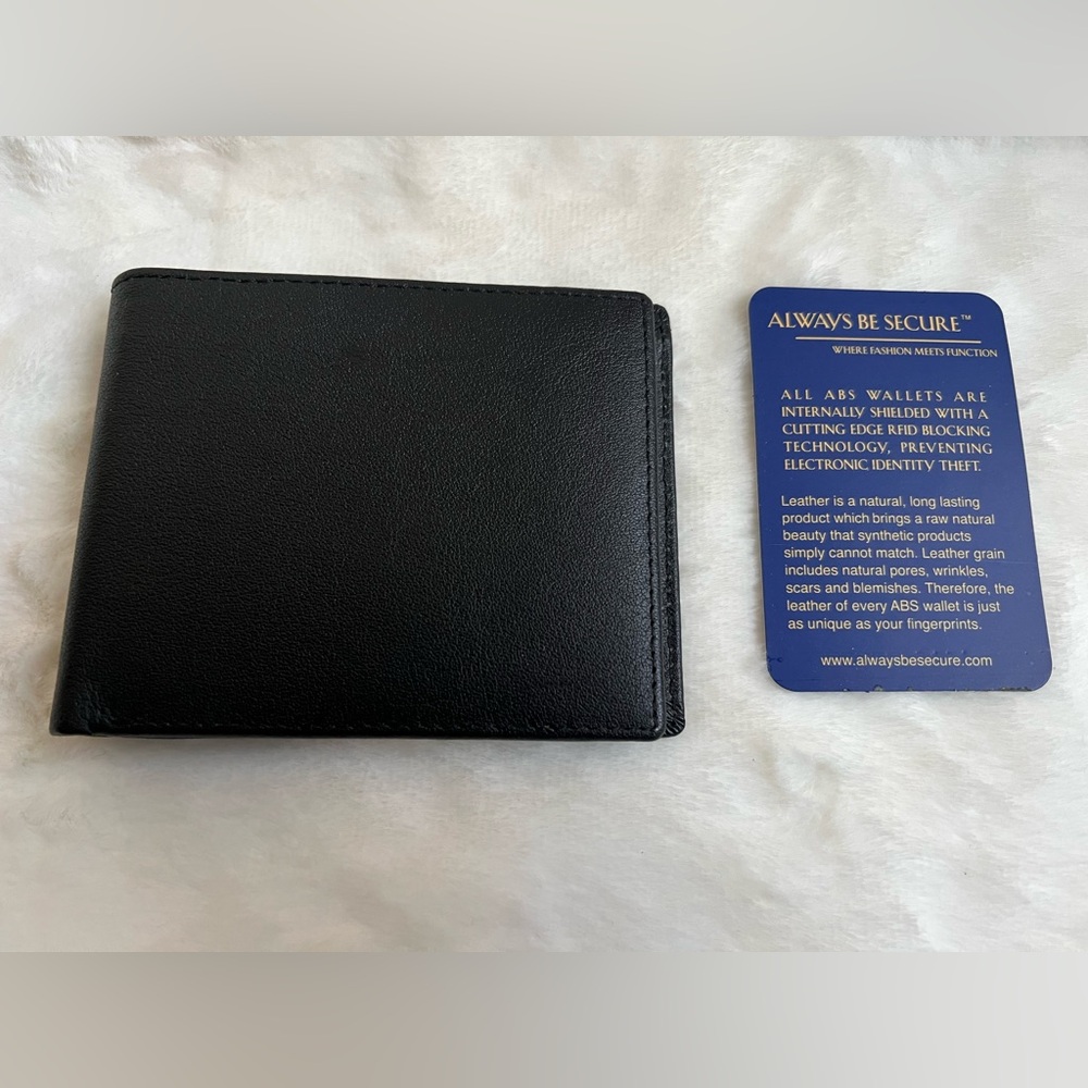 Always Be Secure Black and Brown Leather RFID Bifold Wallet